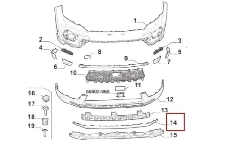 Moldura inferior parachoque - JEEP - 60977692