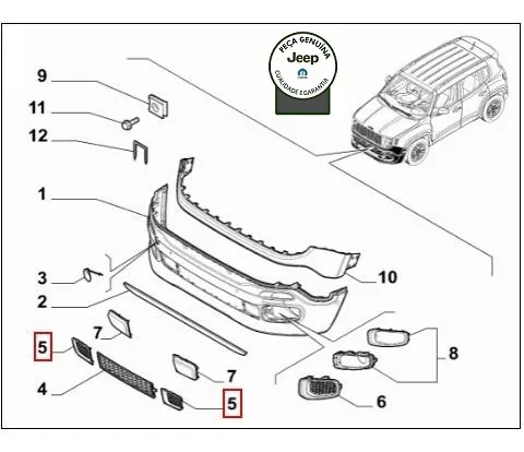 Grade inferior do parachoque - JEEP - 735598591