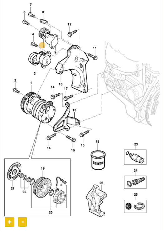 Polia do compressor do ar condicionado - GM - 94702967