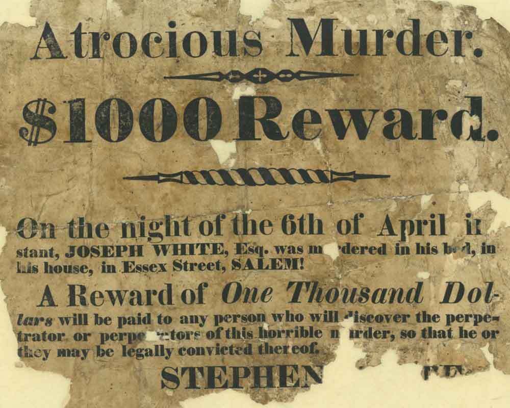 Wanted poster for Stephen White, reward listed for $1000