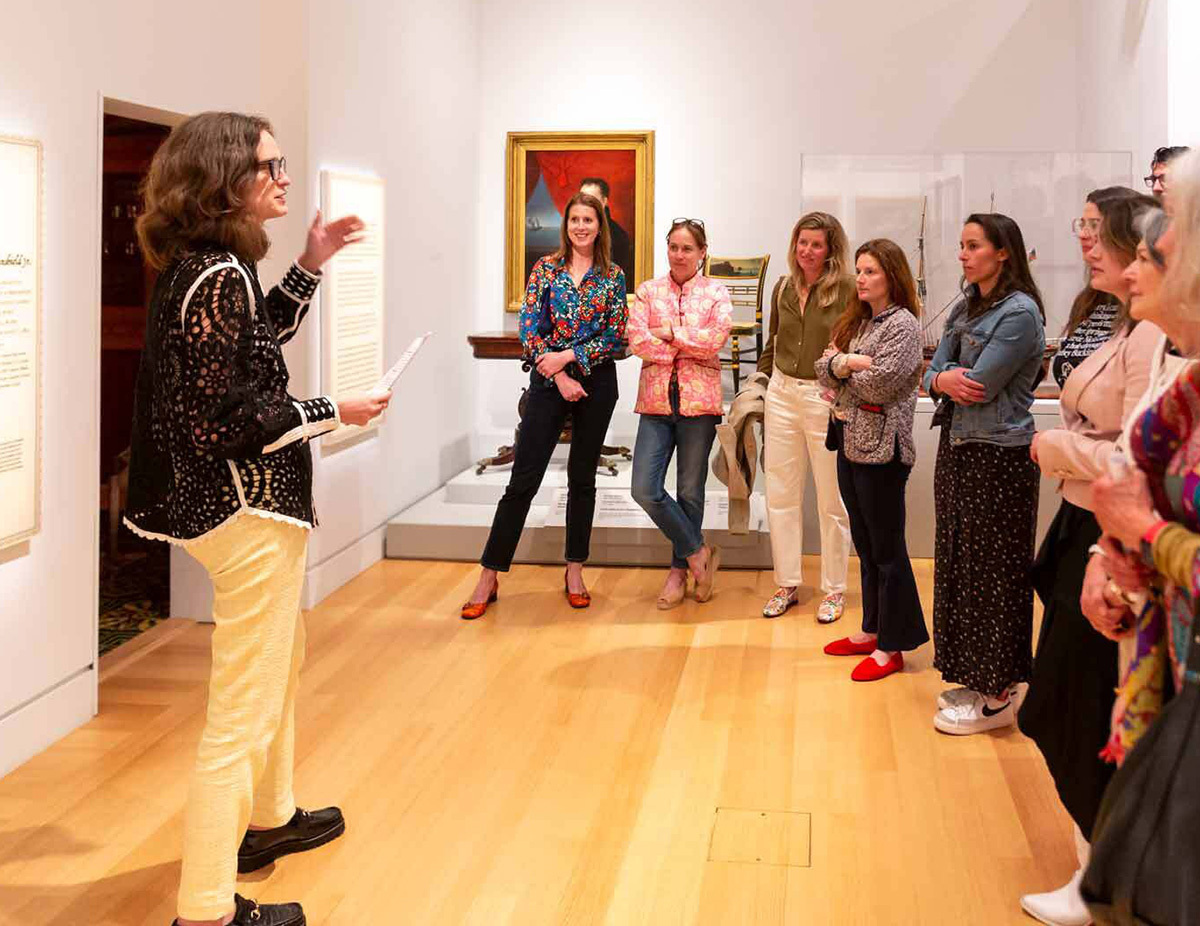 Ruthie Dibble, PEM's Robert N. Shapiro Curator of American Decorative Art, giving a tour