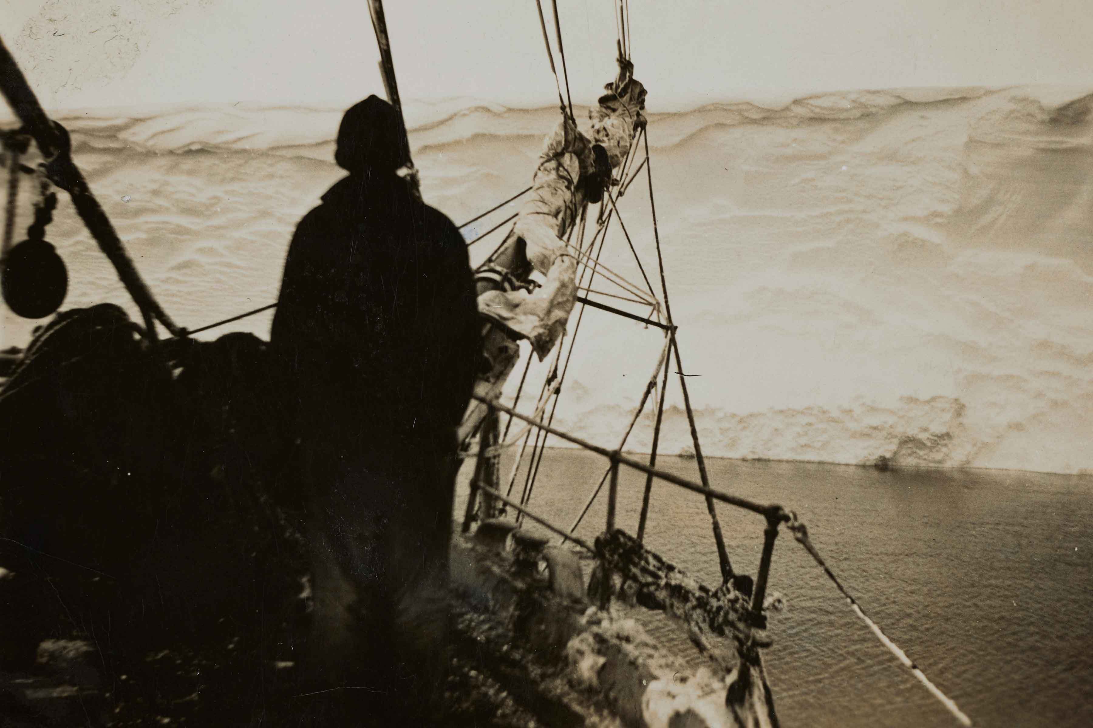 George Frizzell at the helm, undated. MH 103, box 2, folder 5. Courtesy of Phillips Library, Peabody Essex Museum, Rowley, MA.