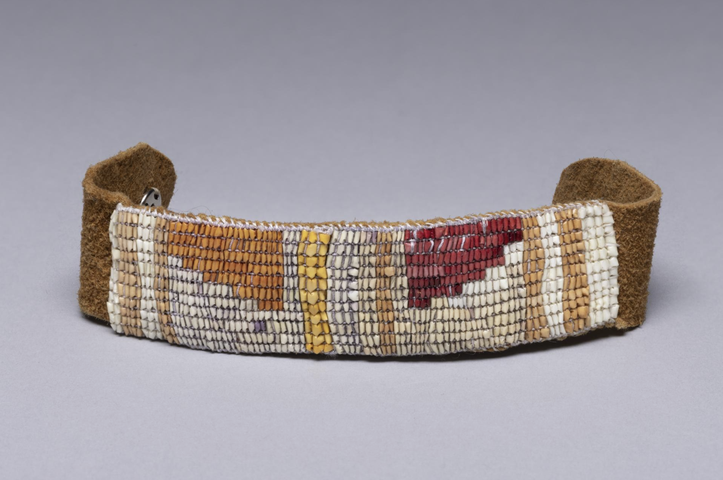 Elizabeth James-Perry (Aquinnah Wampanoag), Woven Cuff, 2025. Moosehide. Commissioned by the Peabody Essex Museum, 2024. IL2025.4.1. © Elizabeth James-Perry. Image courtesy of Peabody Essex Museum. Photo by Kathy Tarantola/PEM.