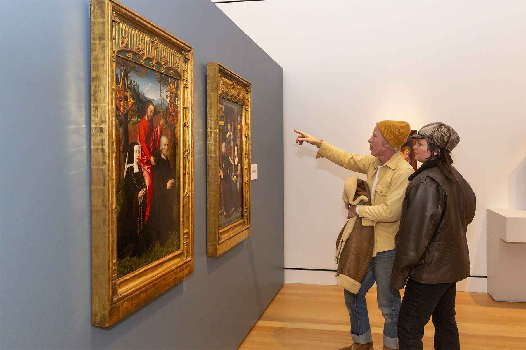 Visitors in the exhibition Saints, Sinners, Lovers and Fools: 300 Years of Flemish Masterworks in 2025. Photo by Kathy Tarantola/PEM.