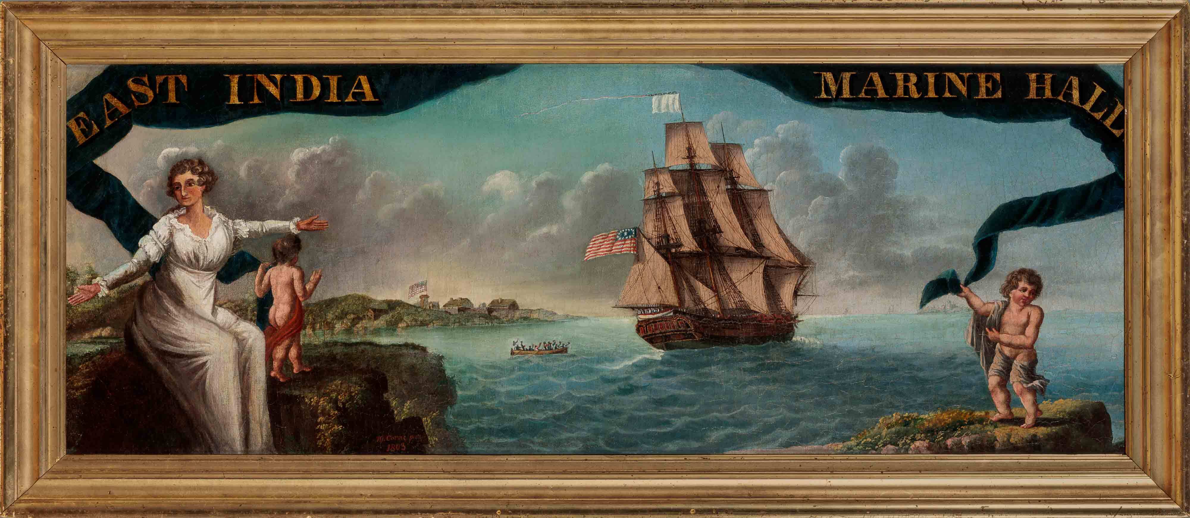 Michele Felice Cornè and Samuel Bartoll, East India Marine Society Sign, 1803. Oil on canvas. Museum commission, 1803. M235. Peabody Essex Museum.