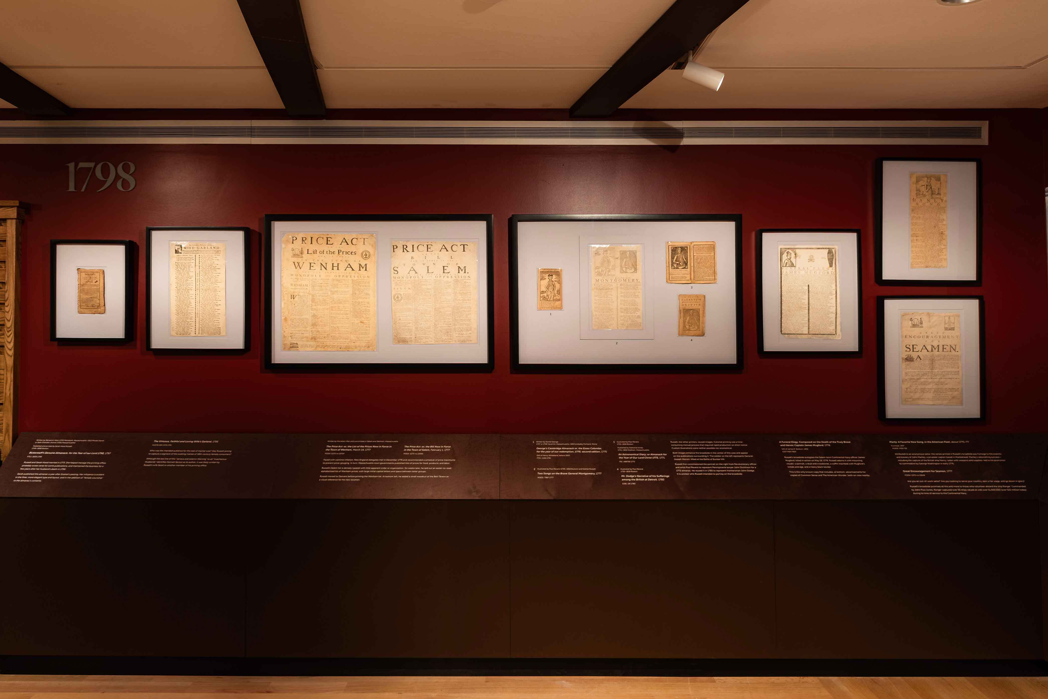 Broadsides in the Pressing Importance gallery installation. Photo by Kim Indresano/PEM.