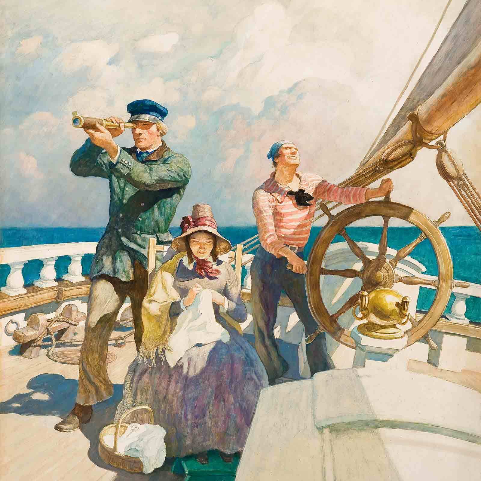 N. C. Wyeth painting: They Took Their Wives with Them on their Cruises