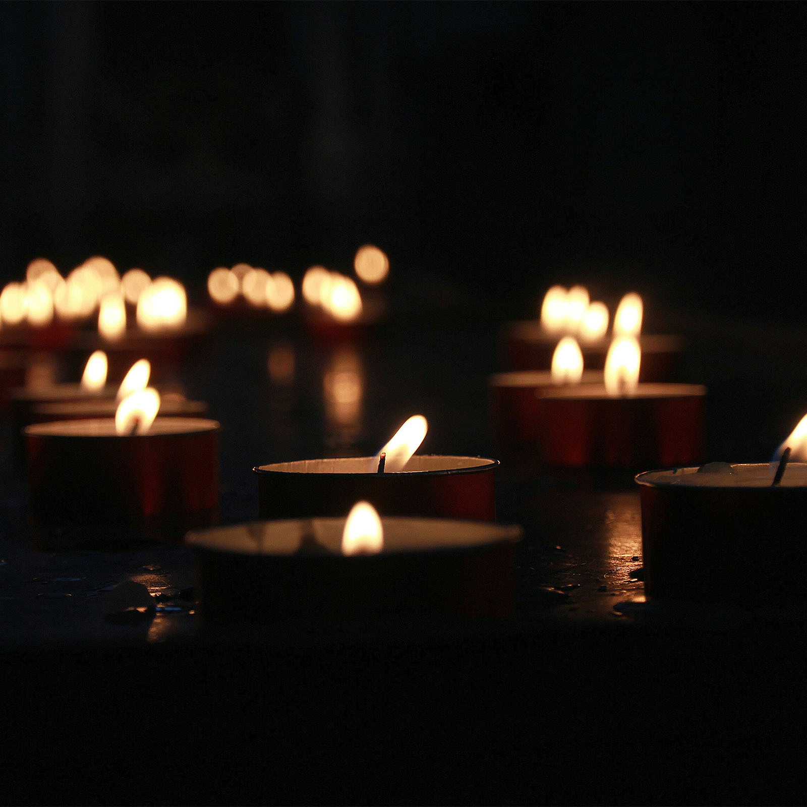 Cluster of lit candles