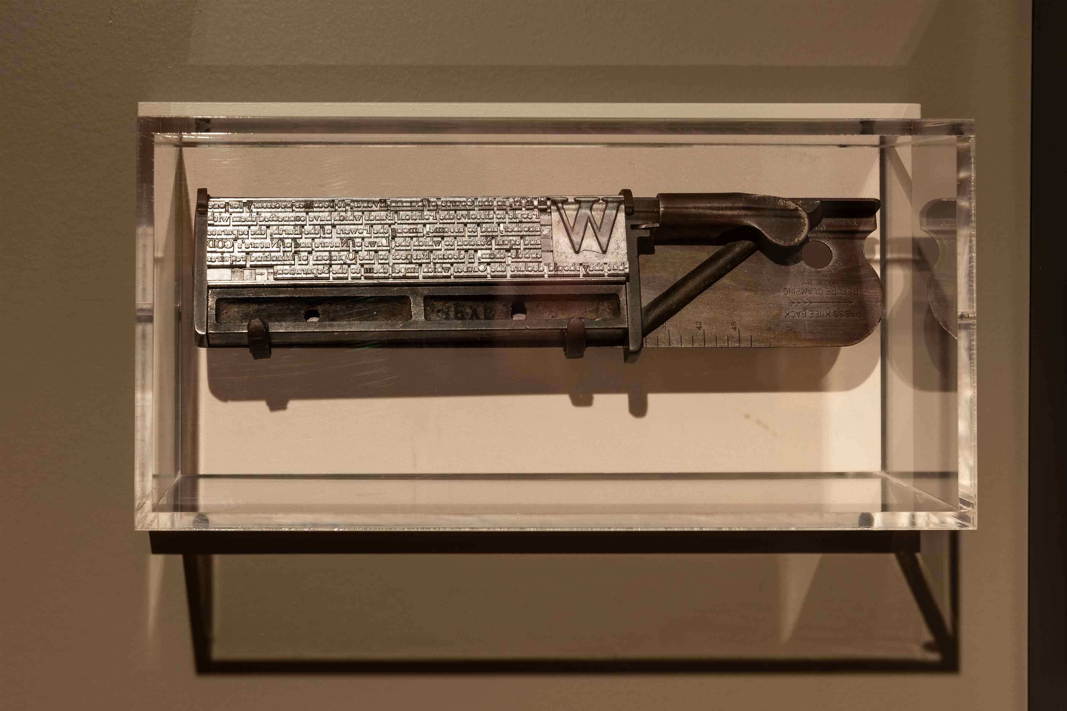Lettering for a printing press from pre-1776