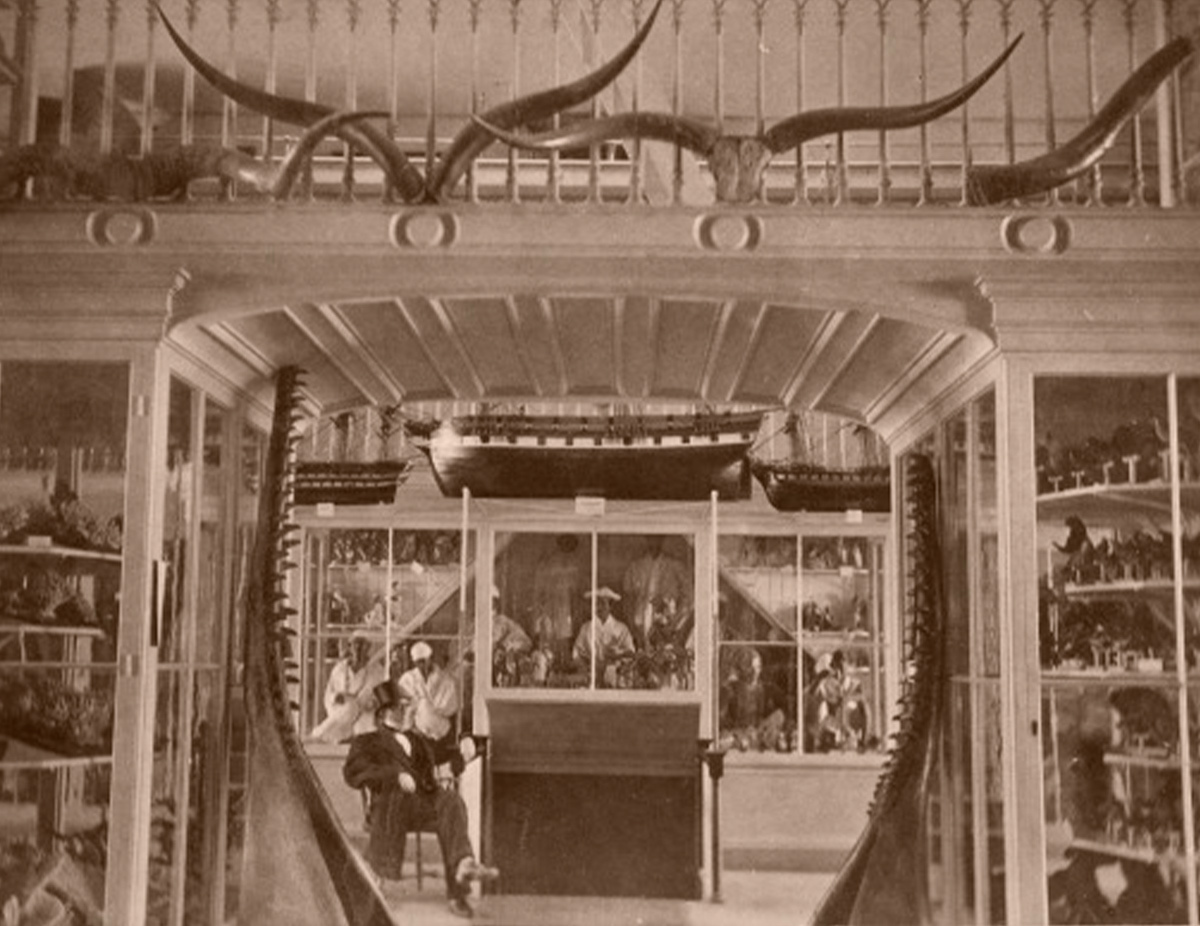 Captain Hammond in East India Marine Hall, about 1876