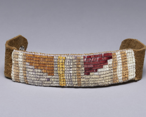 Elizabeth James-Perry (Aquinnah Wampanoag), Woven Cuff, 2025. Moosehide. Commissioned by the Peabody Essex Museum, 2024. IL2025.4.1. © Elizabeth James-Perry. Image courtesy of Peabody Essex Museum. Photo by Kathy Tarantola/PEM.