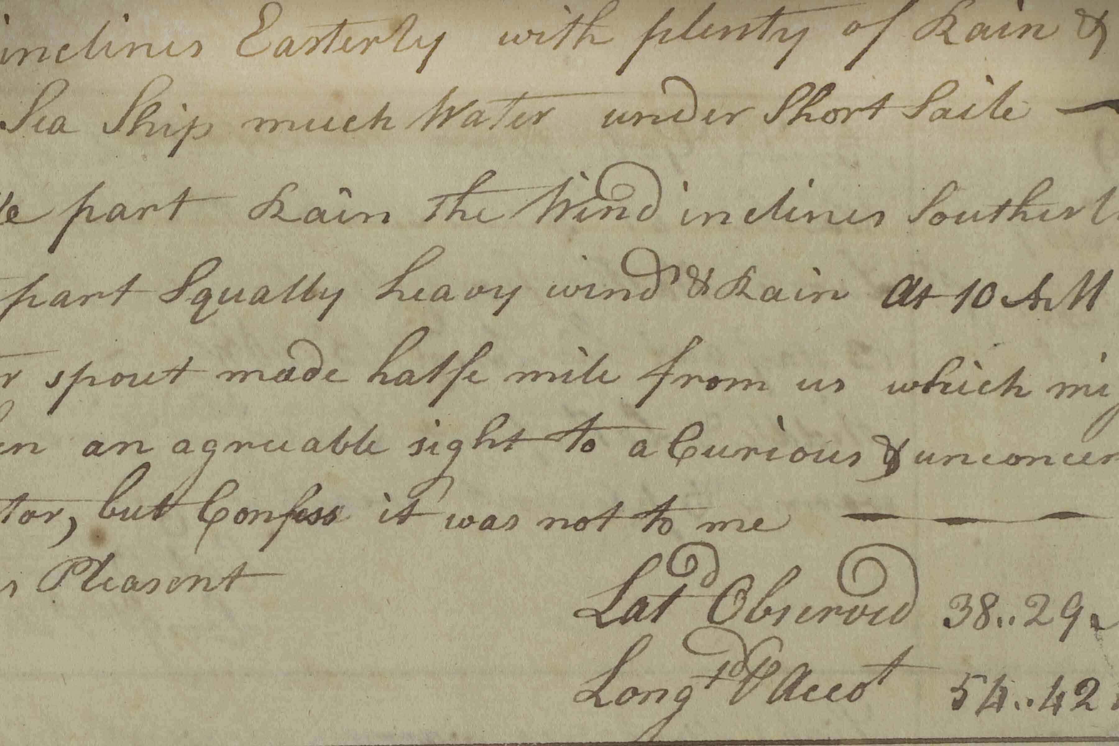 An entry from William & Henry (Brigantine) logbook, 1788-1790