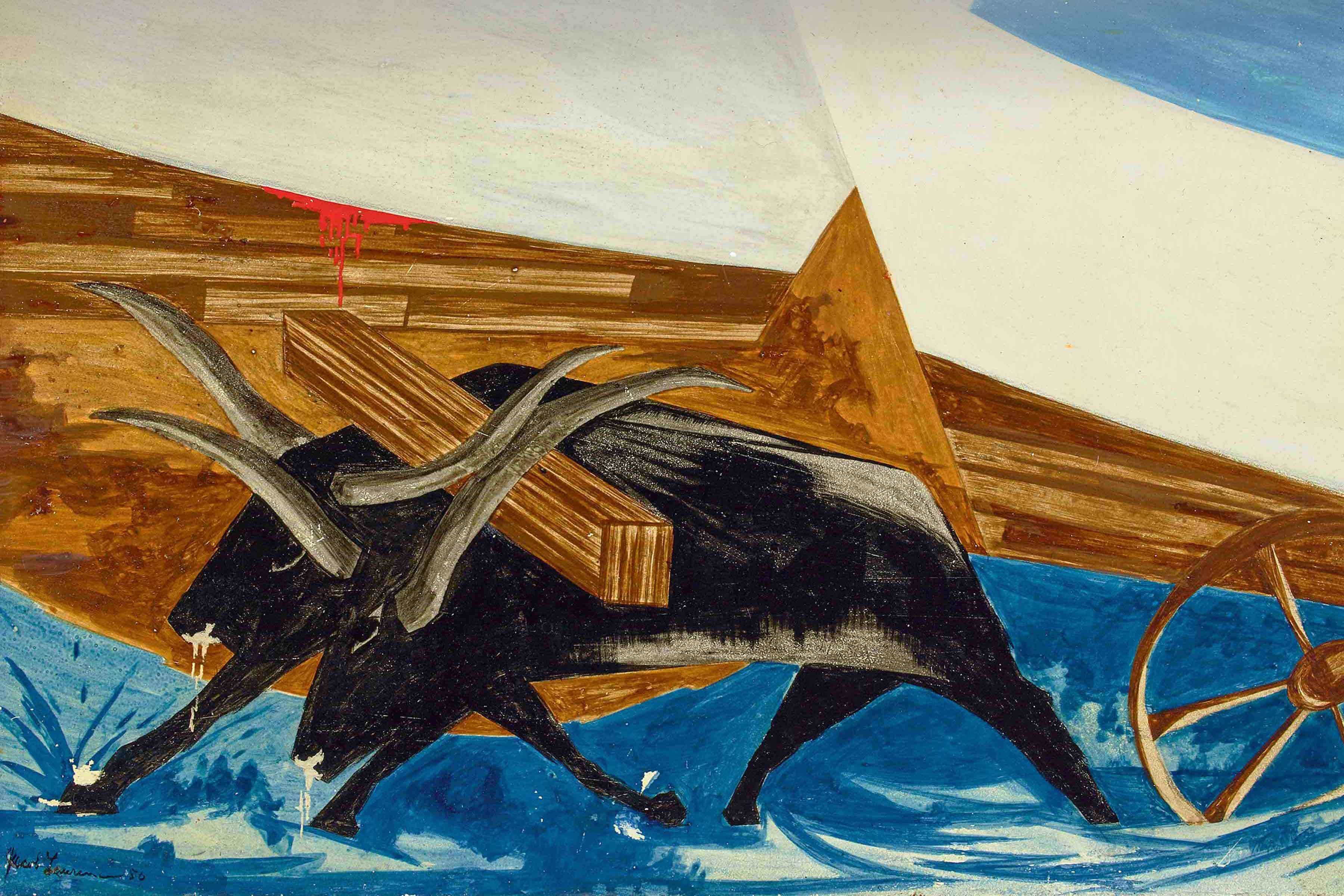 Panel 30, 1956, Iris and B. Gerald Cantor Center for Visual Arts, Stanford University, gift of Dr. Herbert Kayden and Family in memory of Dr. Gabrielle H. Reem, 2013.96. © The Jacob and Gwendolyn Knight Lawrence Foundation, Seattle/Artists Rights Society.