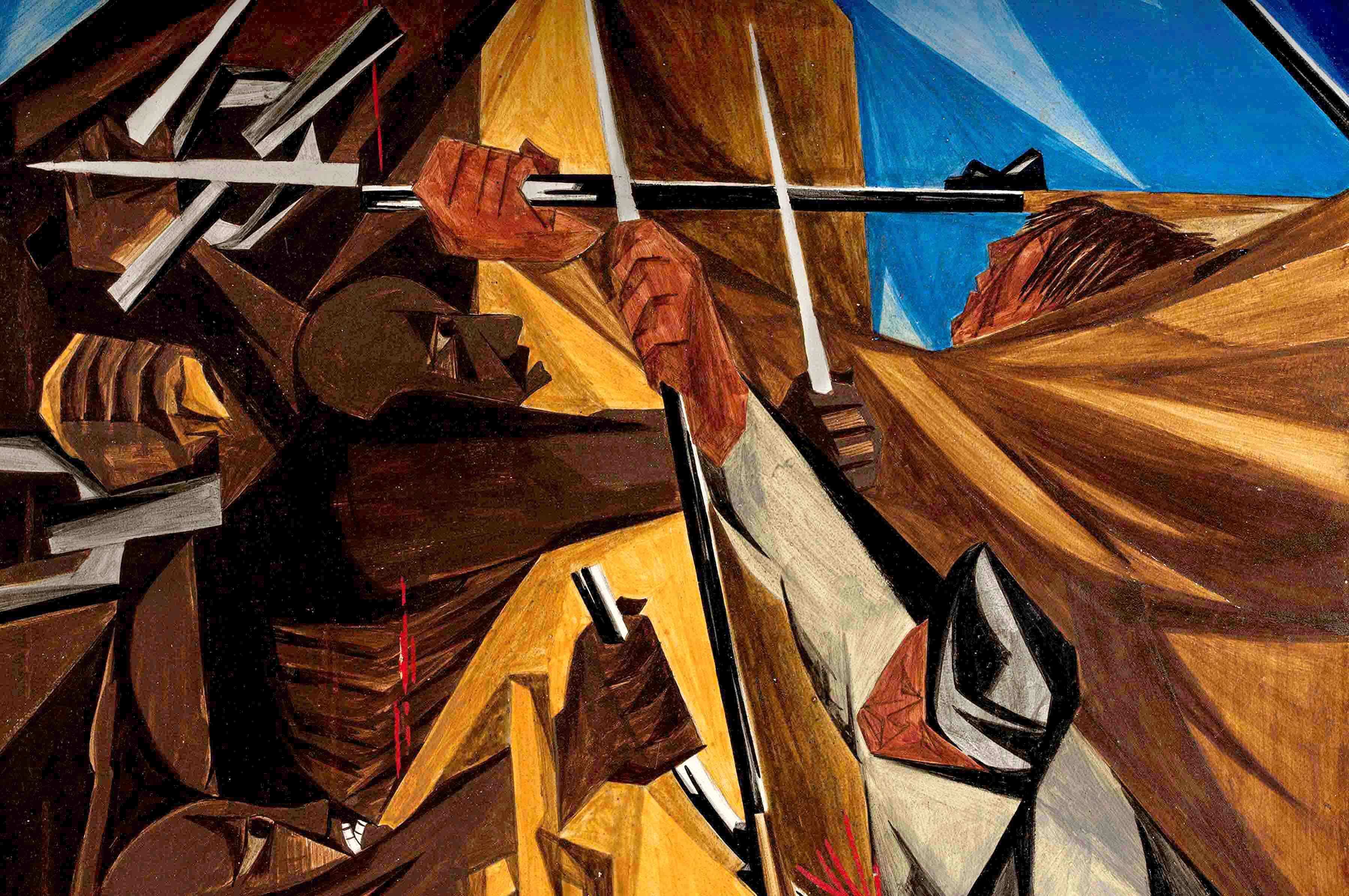 Panel 5, 1955, Collection of Harvey and Harvey-Ann Ross. © The Jacob and Gwendolyn Knight Lawrence Foundation, Seattle/Artists Rights Society (ARS), New York. Photo by Bob Packert/PEM.