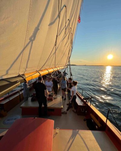 PEM staff enjoy a stunning sunset. Photo by Dinah Cardin
