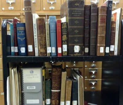 Cart of lunar related library materials. Courtesy of the author.