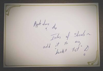 This side reads, “My heart is not here. August 7, 2016. To: Whoever cares to read…”