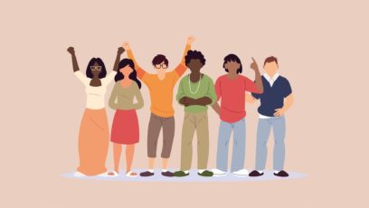 Illustration of a group of diverse employees