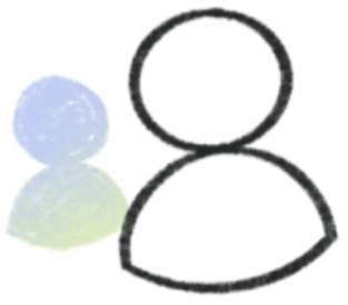Illustration with a person outline and a slightly smaller coloured at the side
