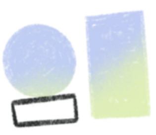 Illustration of a circle and a rectangle. The circle is propped up by a wedge so they are equal heights