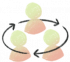 Illustration of three people with a ring of circles joining them together