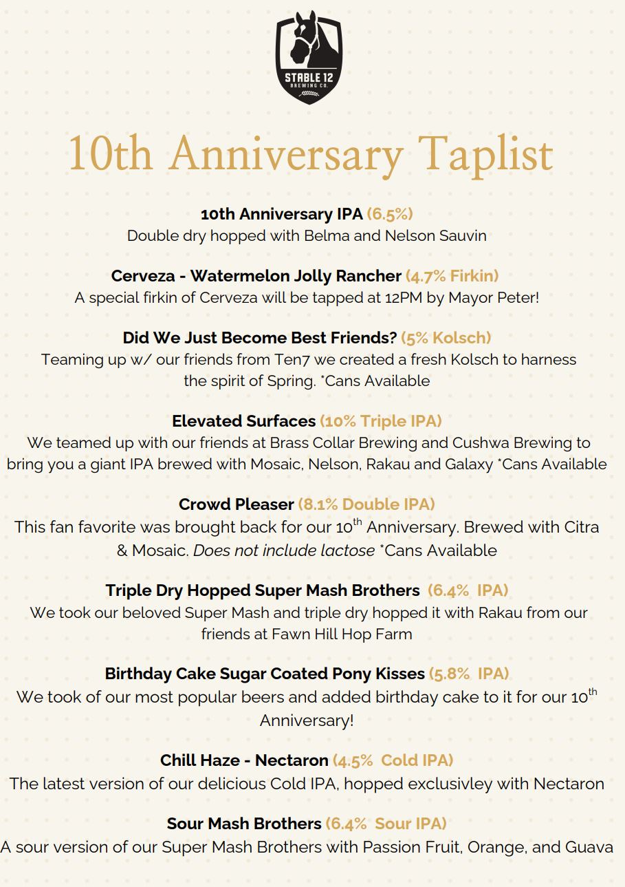 Stable 12 Tap List