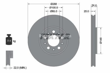Disc frână TEXTAR, față, pentru: RVI MESSENGER; AUDI A1, A3; SEAT CORDOBA, CORDOBA VARIO, IBIZA III, IBIZA IV, IBIZA IV SC 0.9-Electric 10.85-