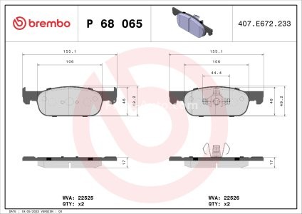Set plăcuțe frână BREMBO ,față, pentru: DACIA LOGAN II, LOGAN MCV II, SANDERO II; LADA XRAY; RENAULT CLIO IV, CLIO IV/HATCHBACK, CLIO IV/KOMBI, LOGAN I, LOGAN II, LOGAN/STEPWAY II 0.9-1.6 06.11-