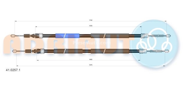 Cablu frână de mână ADRIAUTO, spate, dreapta / stânga (1740mm /1535mm /1675mm /1465mm) pentru: RENAULT ESPACE III 1.9D/2.0/2.2D 11.96-10.02