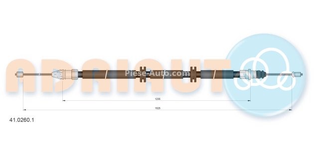 Cablu frână de mână ADRIAUTO, spate, dreapta / stânga (1525mm /1235mm) pentru: RENAULT KANGOO, KANGOO EXPRESS 1.6/1.9D 10.01-