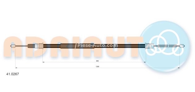 Cablu frână de mână ADRIAUTO, spate, stânga (1290mm /895mm) pentru: RENAULT TRAFIC 1.4-2.5D 03.80-03.01