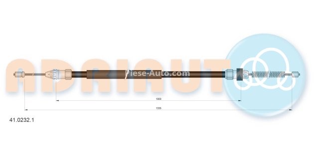 Cablu frână de mână ADRIAUTO, spate, stânga (1335mm /1000mm) pentru: RENAULT CLIO II, CLIO II/HATCHBACK, THALIA I, THALIA II 1.2-2.0 02.98-