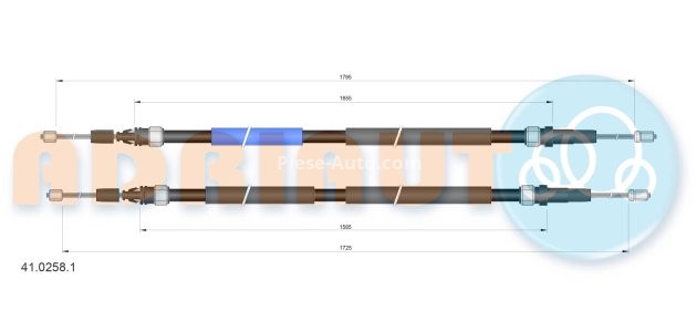 Cablu frână de mână ADRIAUTO, spate, dreapta / stânga (1795mm /1655mm /1725mm /1585mm) pentru: RENAULT ESPACE III 1.9D-3.0 11.96-10.02