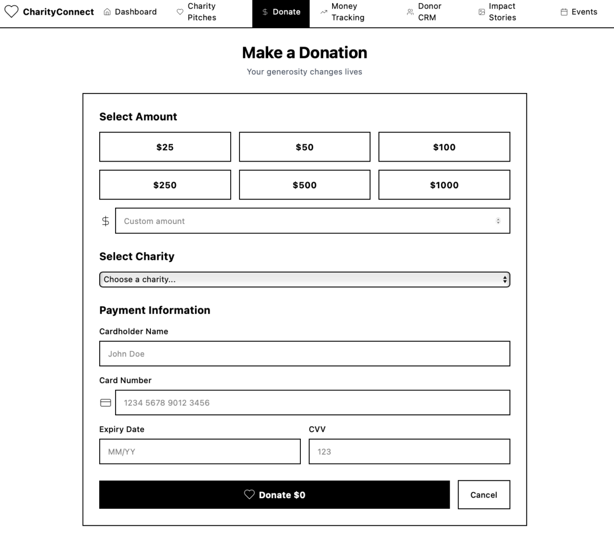 Donation page Diana