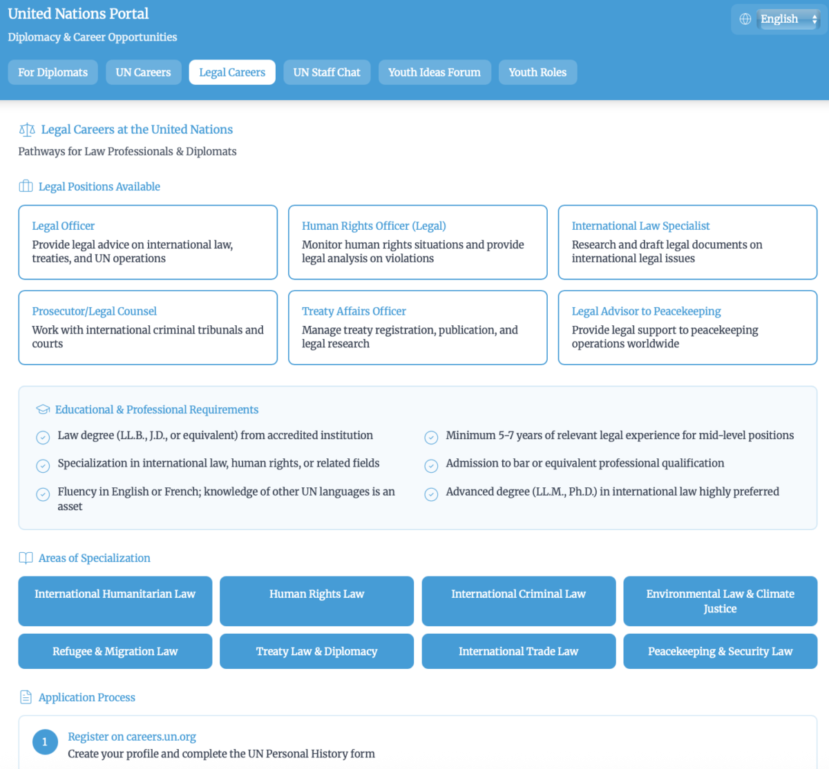 Pathways to UN Legal Careers page Thura