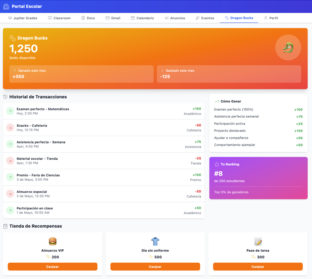 School reward token tracker page Leydi and Christian