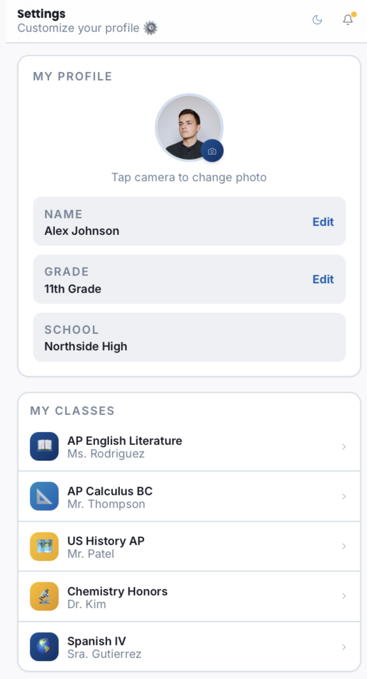 Settings page Amira