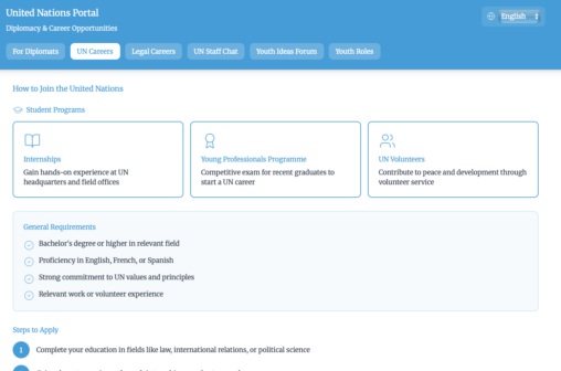 UN Careers page Thura