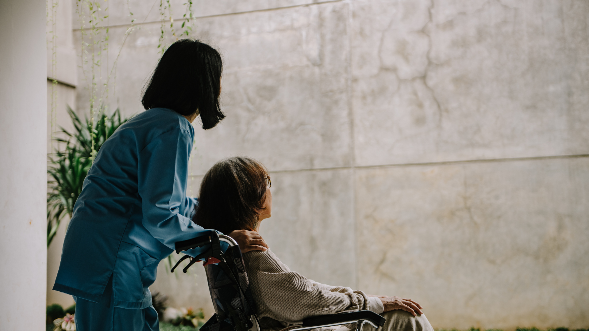 Woman caring for her mother