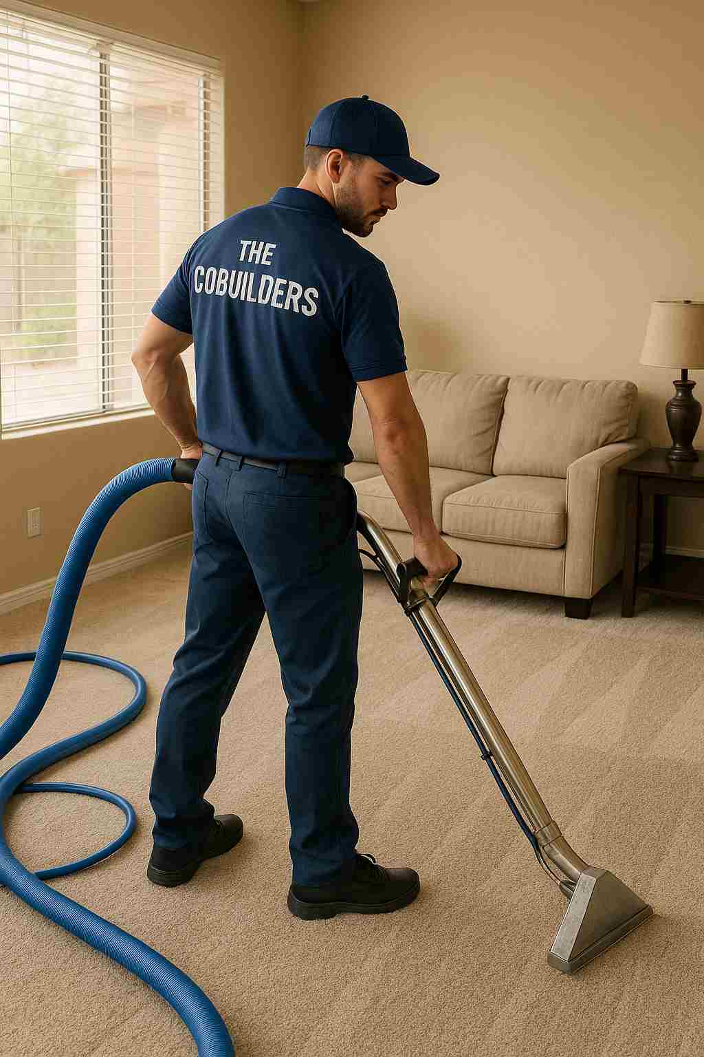 Professional carpet cleaning service by The CoBuilders in a Phoenix living room