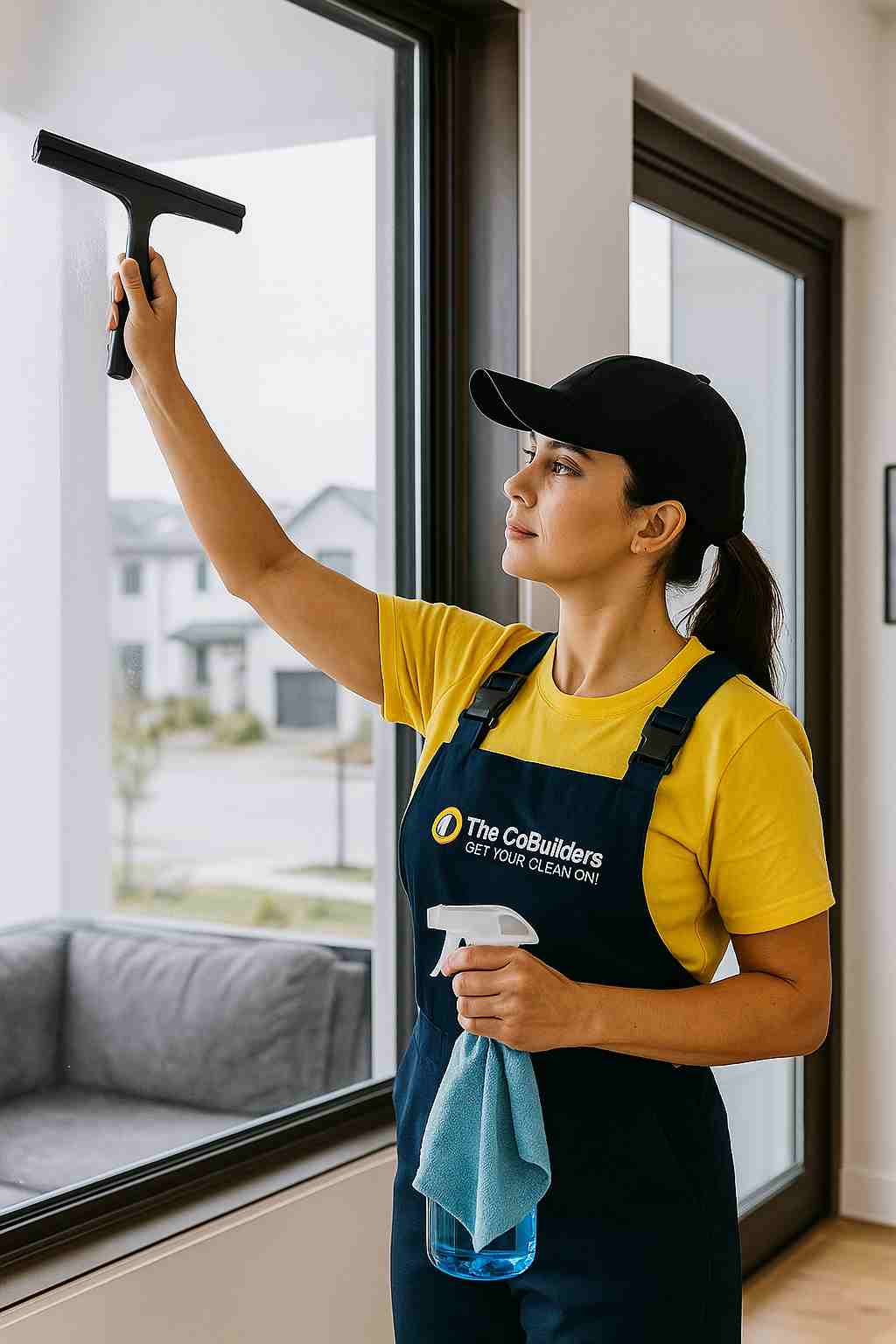 Cleaning maid from The CoBuilders providing professional cleaning services in a Seattle home