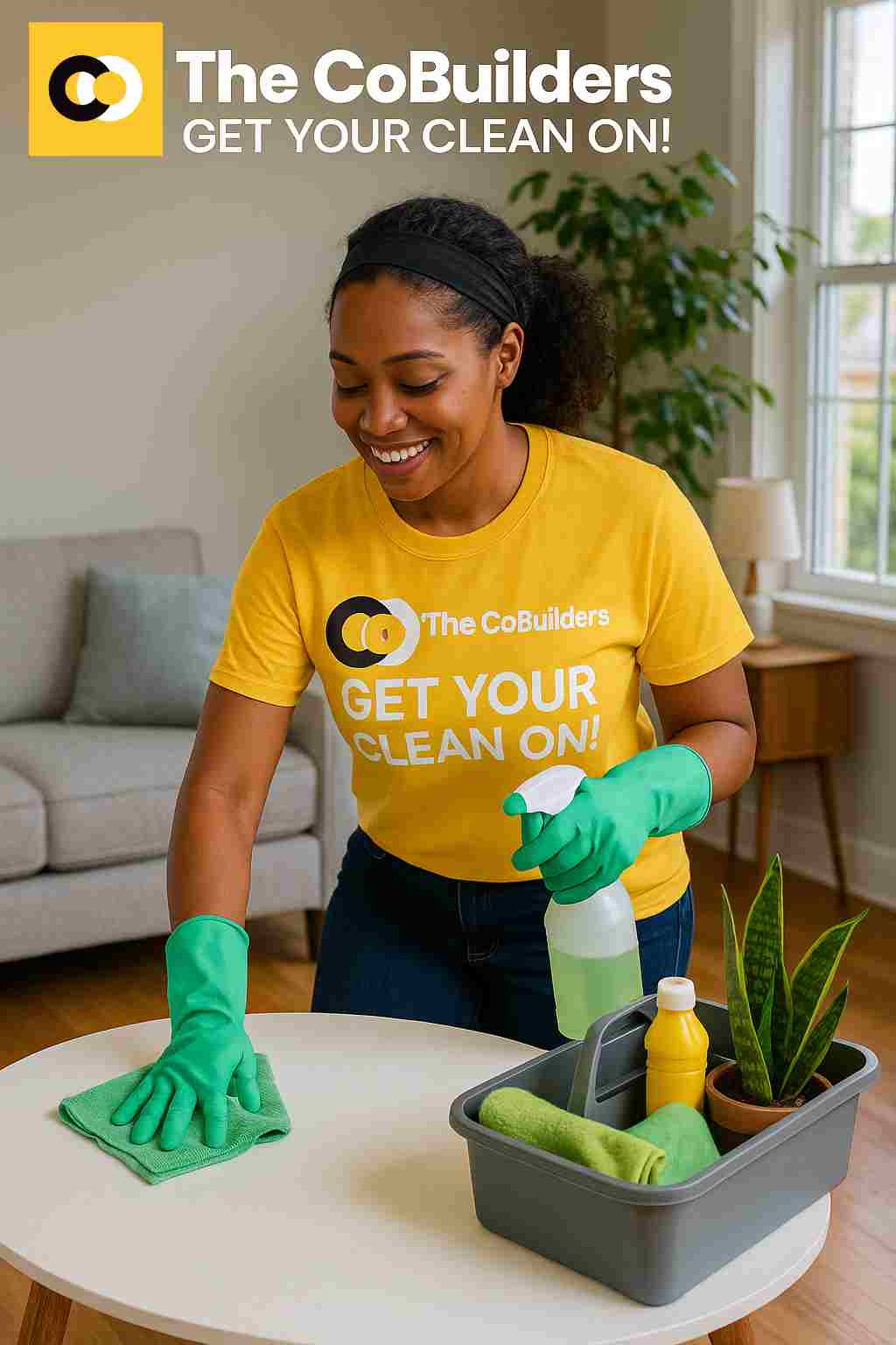 The CoBuilders maid providing eco-friendly cleaning service in a Charlotte, NC home