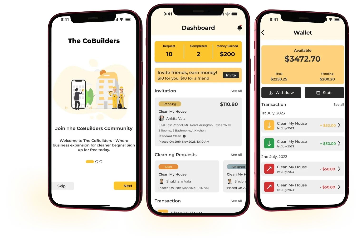 The CoBuilders cleaning service app