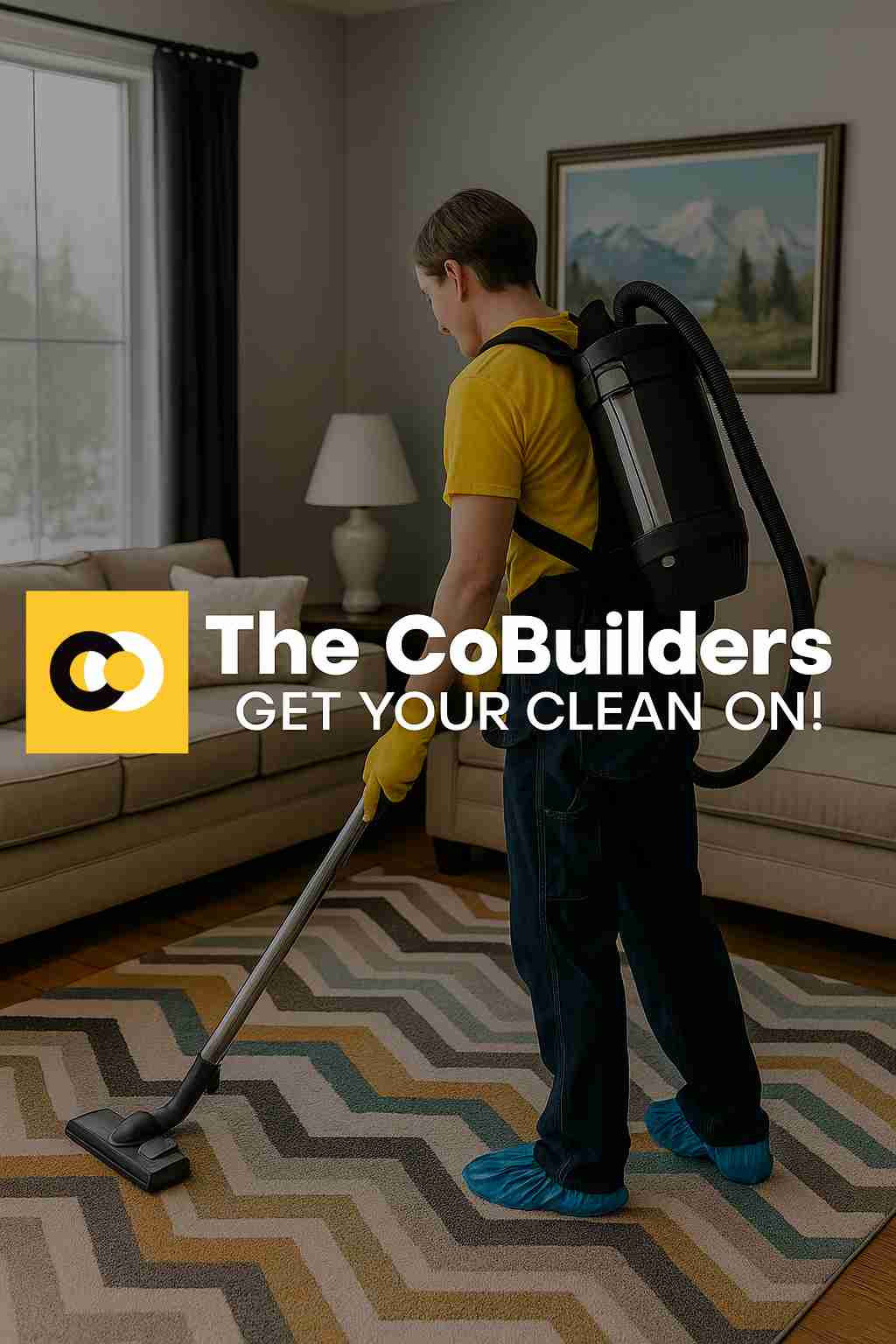 The CoBuilders cleaner providing eco-friendly home cleaning in an Anchorage, Alaska living room