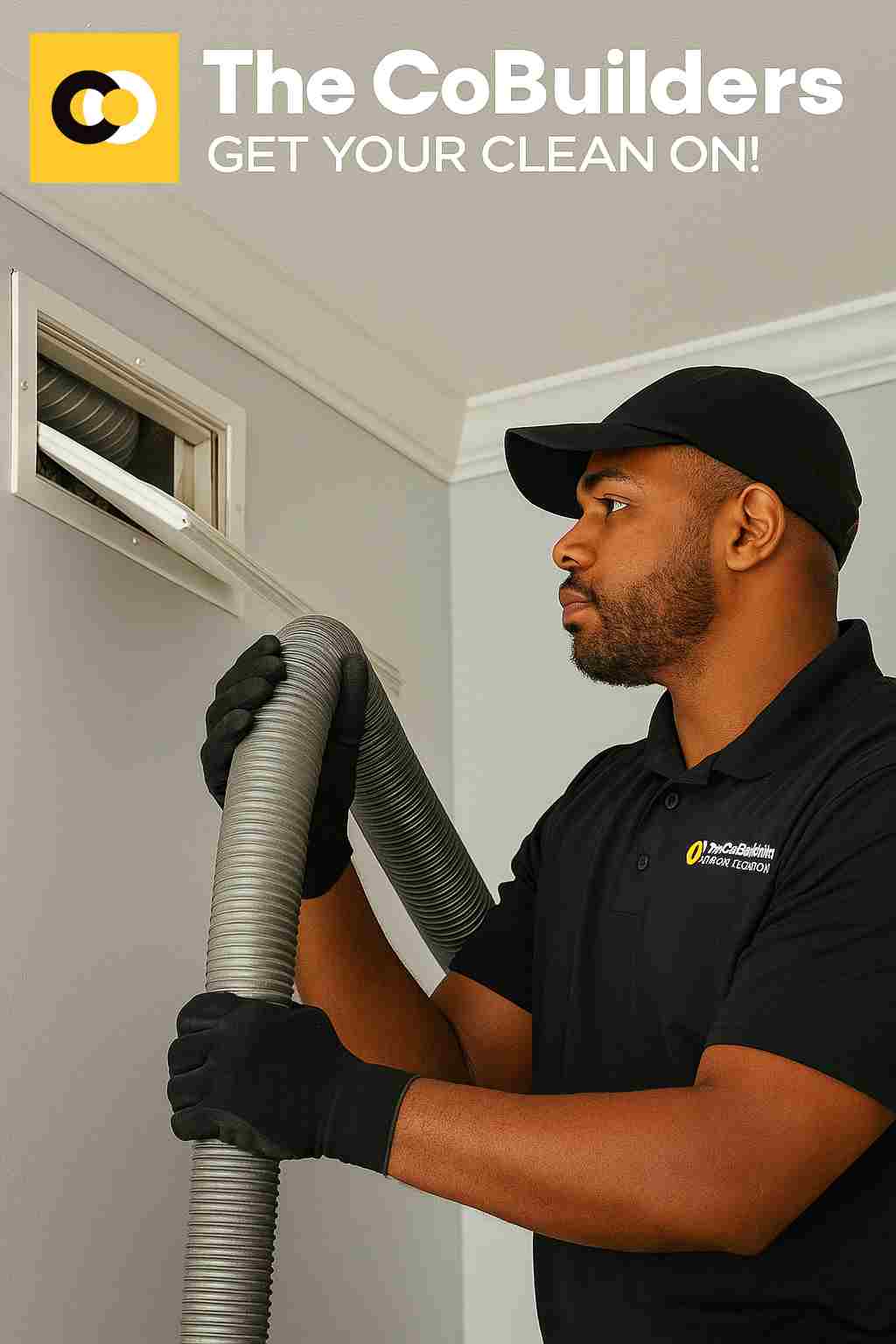 The CoBuilders technician performing vent cleaning in a Richmond, VA home
