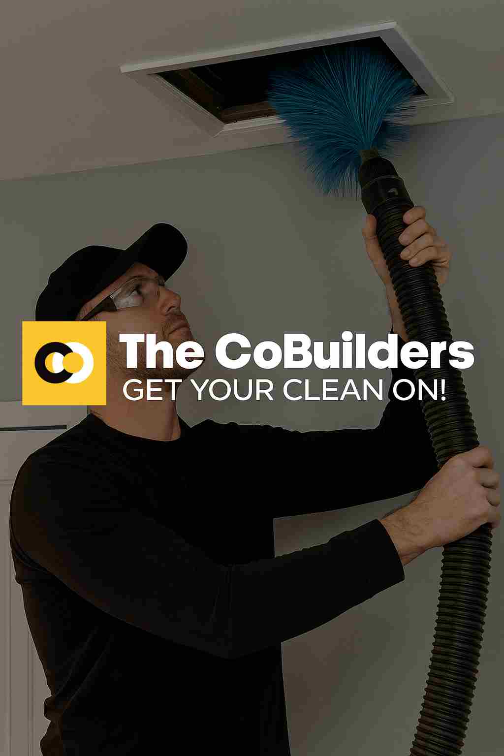 The CoBuilders technician performing air ducts cleaning in a Salt Lake City, Utah home