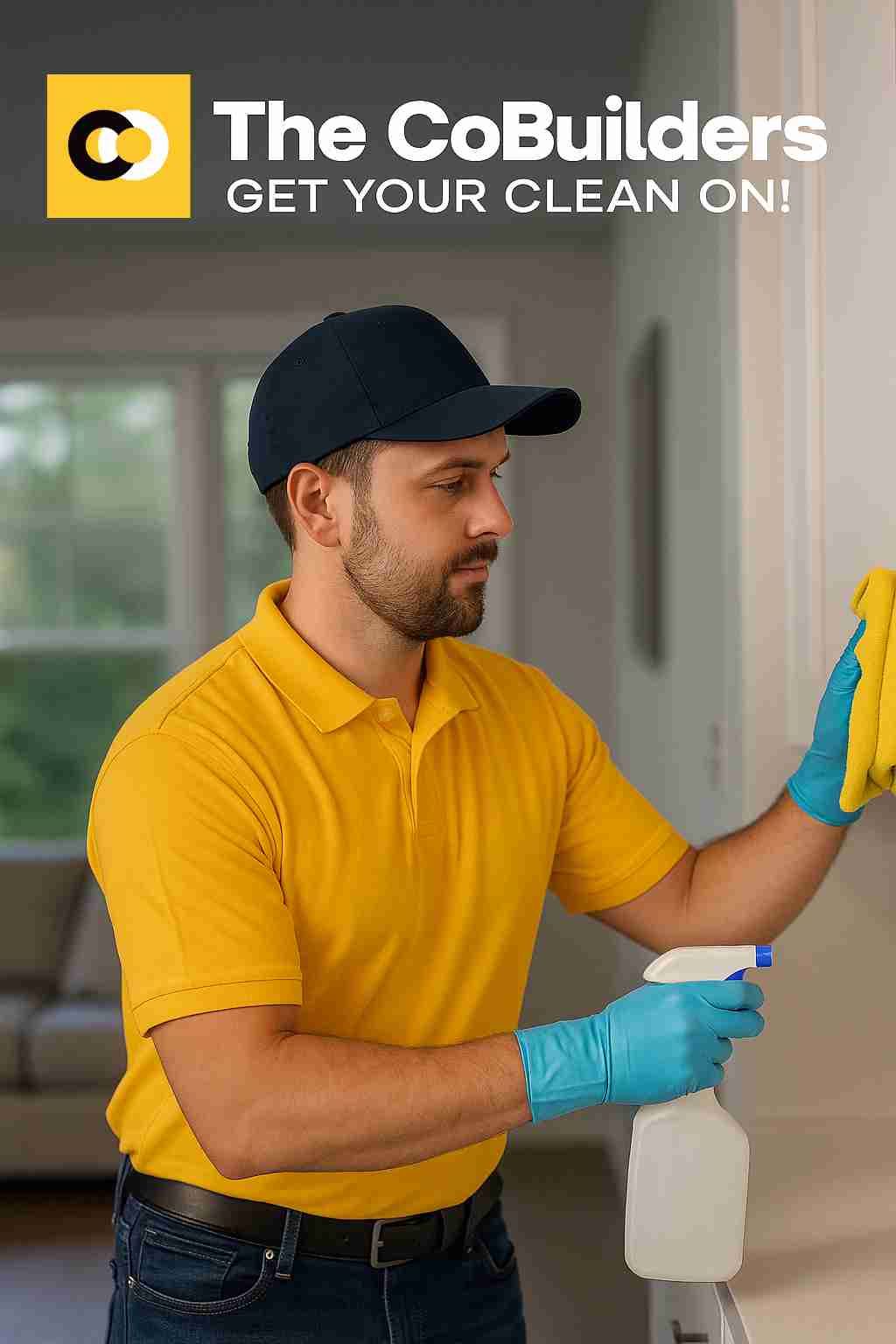The CoBuilders professional providing cleaning services in a Louisville, Kentucky home