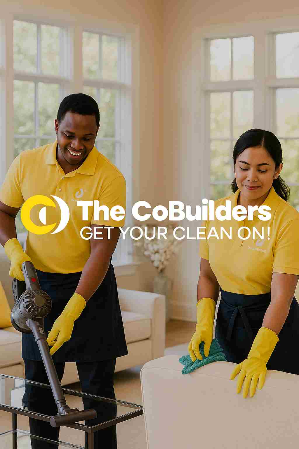 The CoBuilders team providing affordable home cleaning service in a bright family home