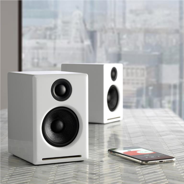 Audioengine A2+ Wireless Computer Speakers (Gloss White) - JB Hi-Fi NZ