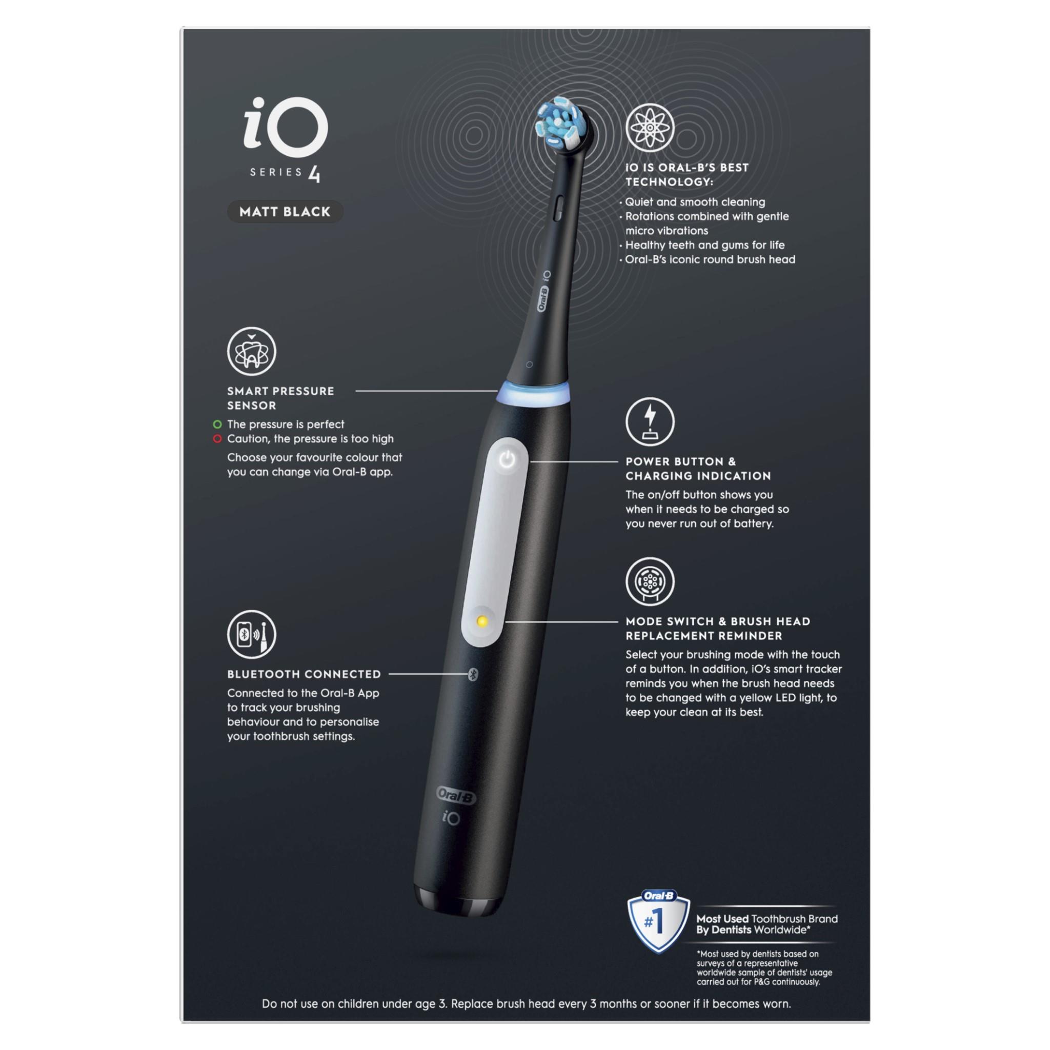 Oral-B iO Series 4 Electric Toothbrush (Black Onyx) - JB Hi-Fi NZ